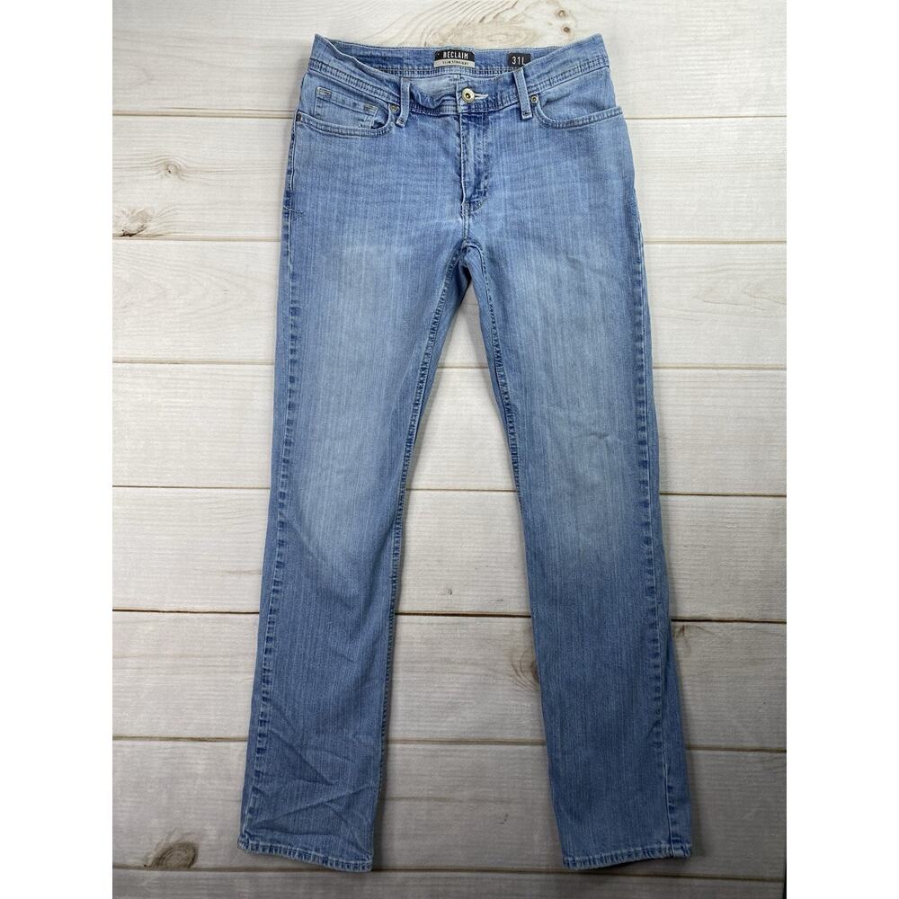 RECLAIM Slim Straight Jeans Mens Size 31 Long Light Stretch Distressed Denim